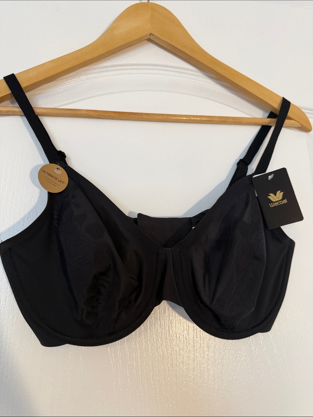 Wacoal Basic Beauty Ultimate Lift Underwire Bra Black Jacquard 34DD NWT